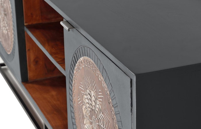 Giner y Colomer Mueble TV Mango y Metal Gris/Marrón 150 cm